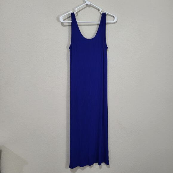 K Studio Dress Womens Small Blue Sleeveless Midi Summer Casual Resort Minimalist - Picture 1 of 10